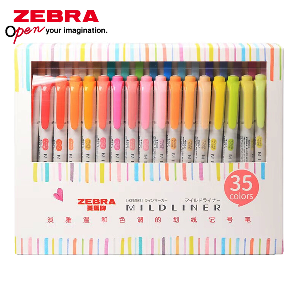 Pastel Highlighter Set Double Ended - 35 لون زيبرا Mildliner هايلاندر مجموعة