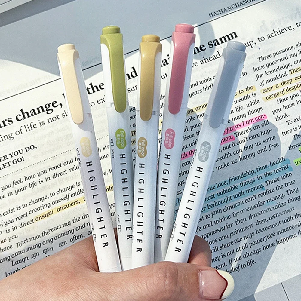 Pastel Highlighter Set Double Ended - 5 قطعة فسفورية ألوان الباستيل المزدوج