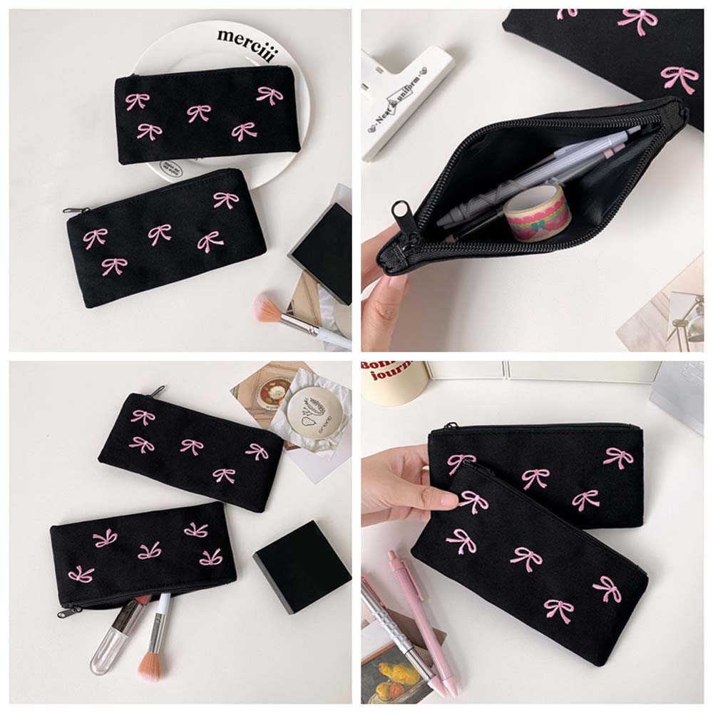 Aesthetic Large Pencil Case Pouch - Bowknot القوس حقيبة أدوات مكتبية سعة