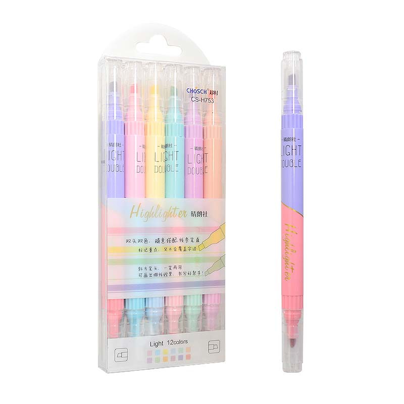 Pastel Highlighter Set Double Ended - 6 قطعة مزدوجة تلميح هيغليغتر أقلام