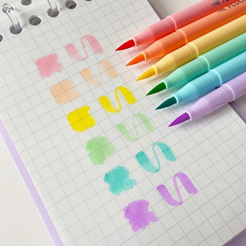 Pastel Highlighter Set Double Ended - 6 قطعة فرشاة ناعمة مجموعة أقلام
