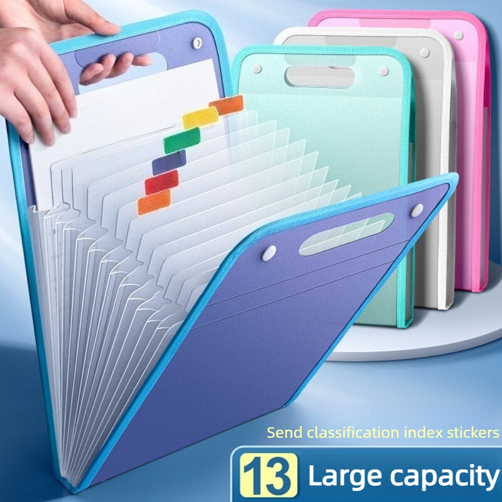 Expandable Accordion File Folder 13 Pockets - حافظة ملفات شفافة قابلة للتوسيع بـ