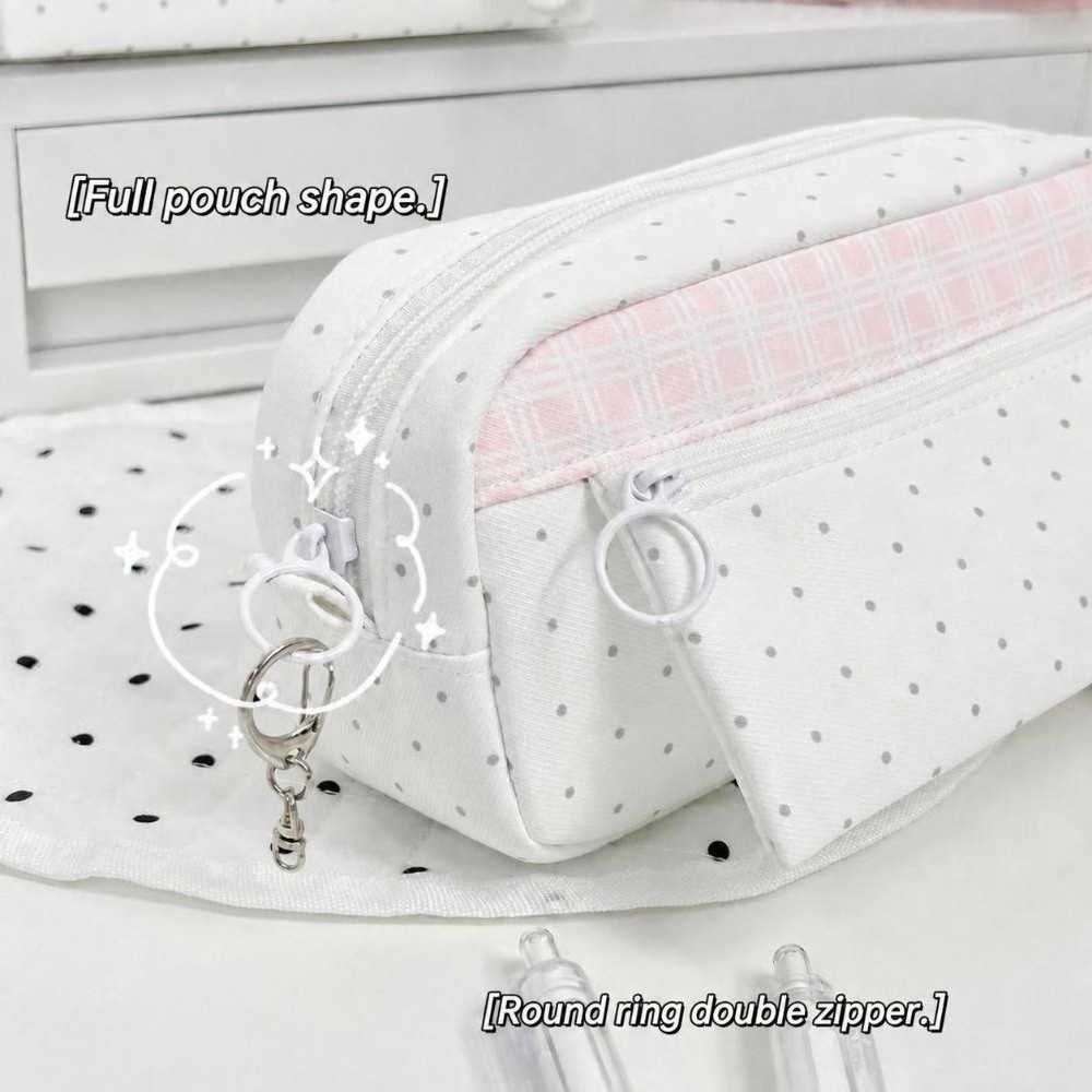 Aesthetic Large Pencil Case Pouch - حقيبة أقلام رصاص أنيقة بنقشة النقاط