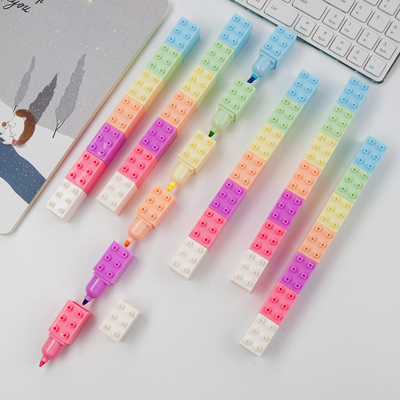 Pastel Highlighter Set Double Ended - 6 قطعة لون الباستيل الجسم بنة