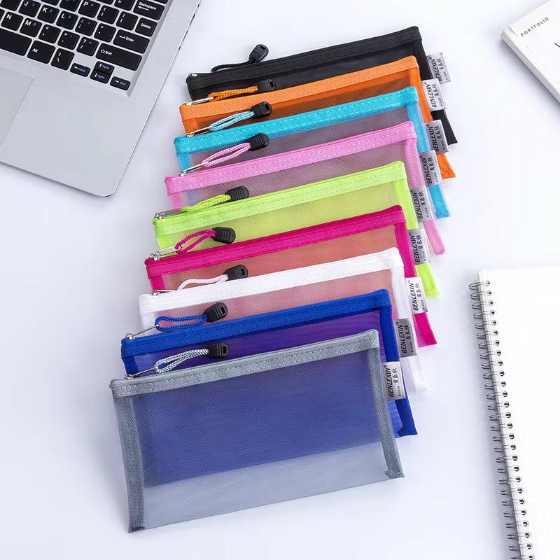 Clear Mesh Pencil Pouch For Exam - حقيبة أقلام شبكية شفافة جديدة ومتينة