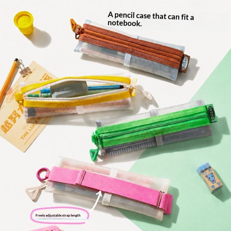 Clear Mesh Pencil Pouch For Exam - حقيبة أقلام شفافة من الشبك بسحاب