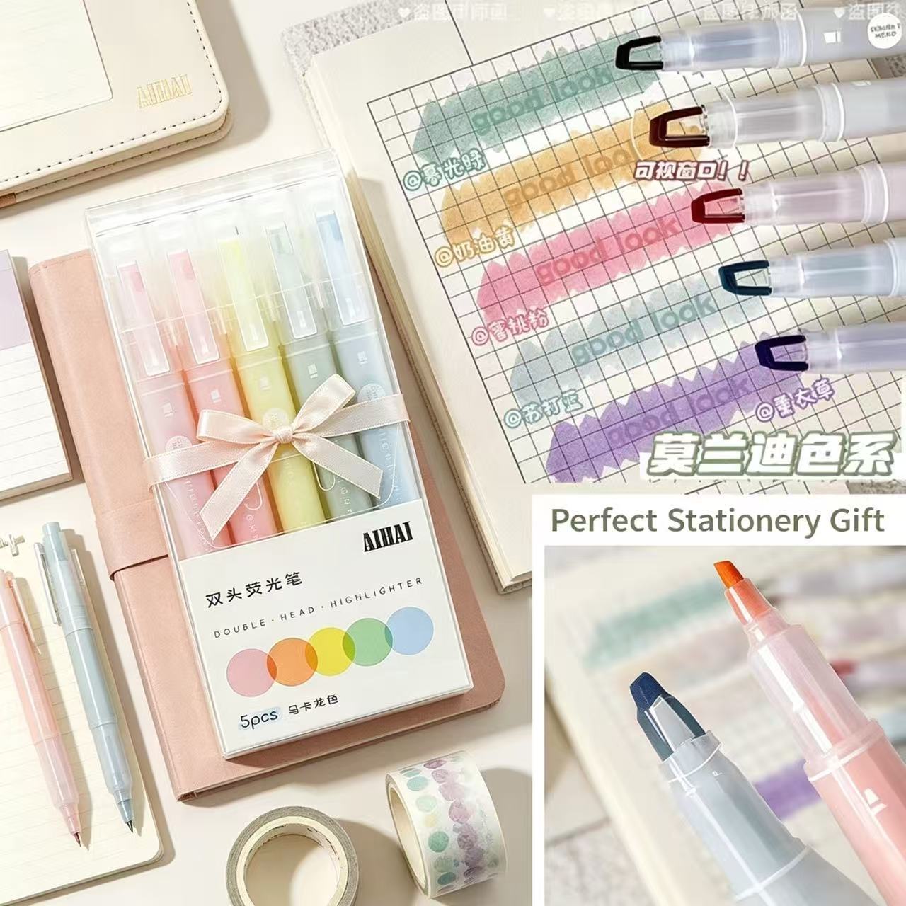 Pastel Highlighter Set Double Ended - مجموعة أقلام تحديد مزدوجة الرأس بـ