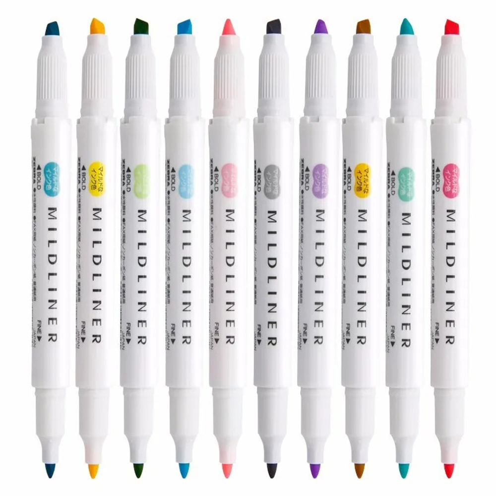 35 لون زيبرا Mildliner هايلاند - مراجعة Pastel Highlighter Set Double Ended وسعره
