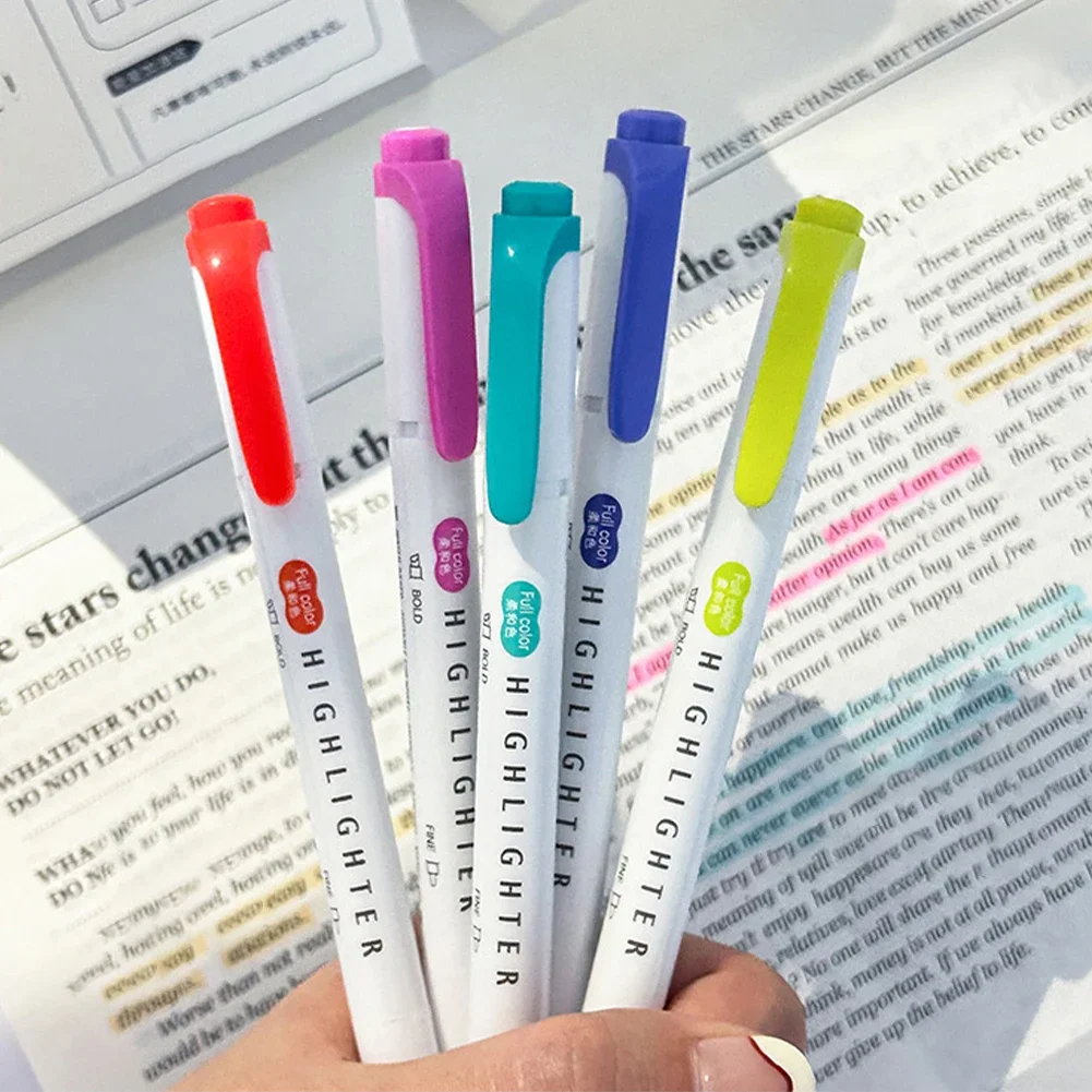 5 قطعة فسفورية ألوان الباستيل  - مراجعة Pastel Highlighter Set Double Ended وسعره