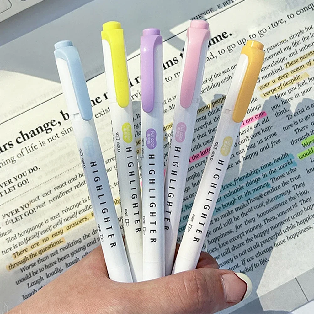 5 قطعة فسفورية ألوان الباستيل  - مراجعة Pastel Highlighter Set Double Ended وسعره