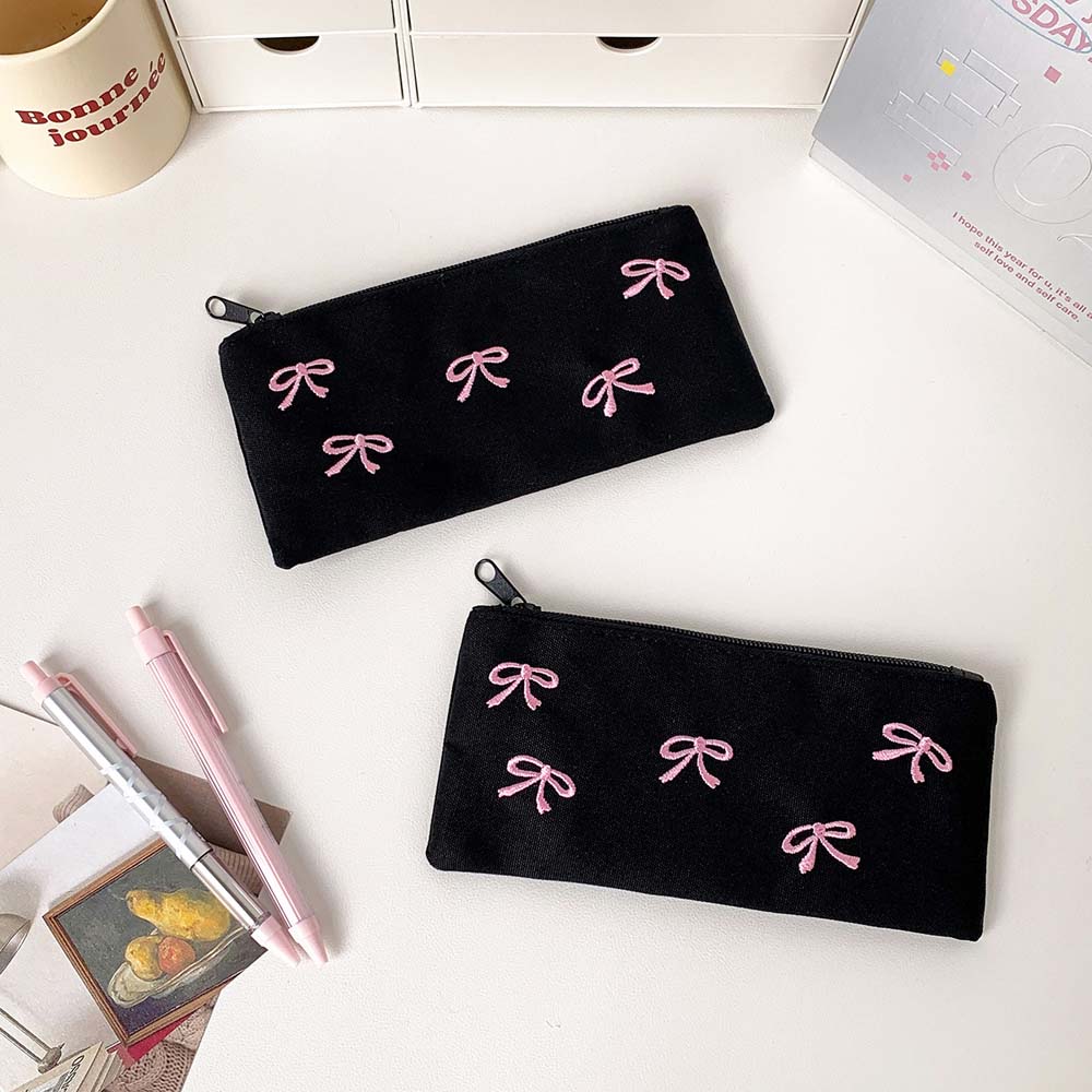 Bowknot القوس حقيبة أدوات مكتب - مراجعة Aesthetic Large Pencil Case Pouch وسعره