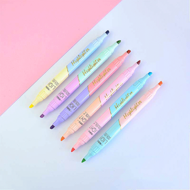 6 قطعة مزدوجة تلميح هيغليغتر أ - مراجعة Pastel Highlighter Set Double Ended وسعره