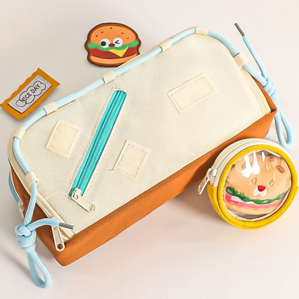 مقلمة همبرغر ذات سعة كبيرة، حا - مراجعة Aesthetic Large Pencil Case Pouch وسعره