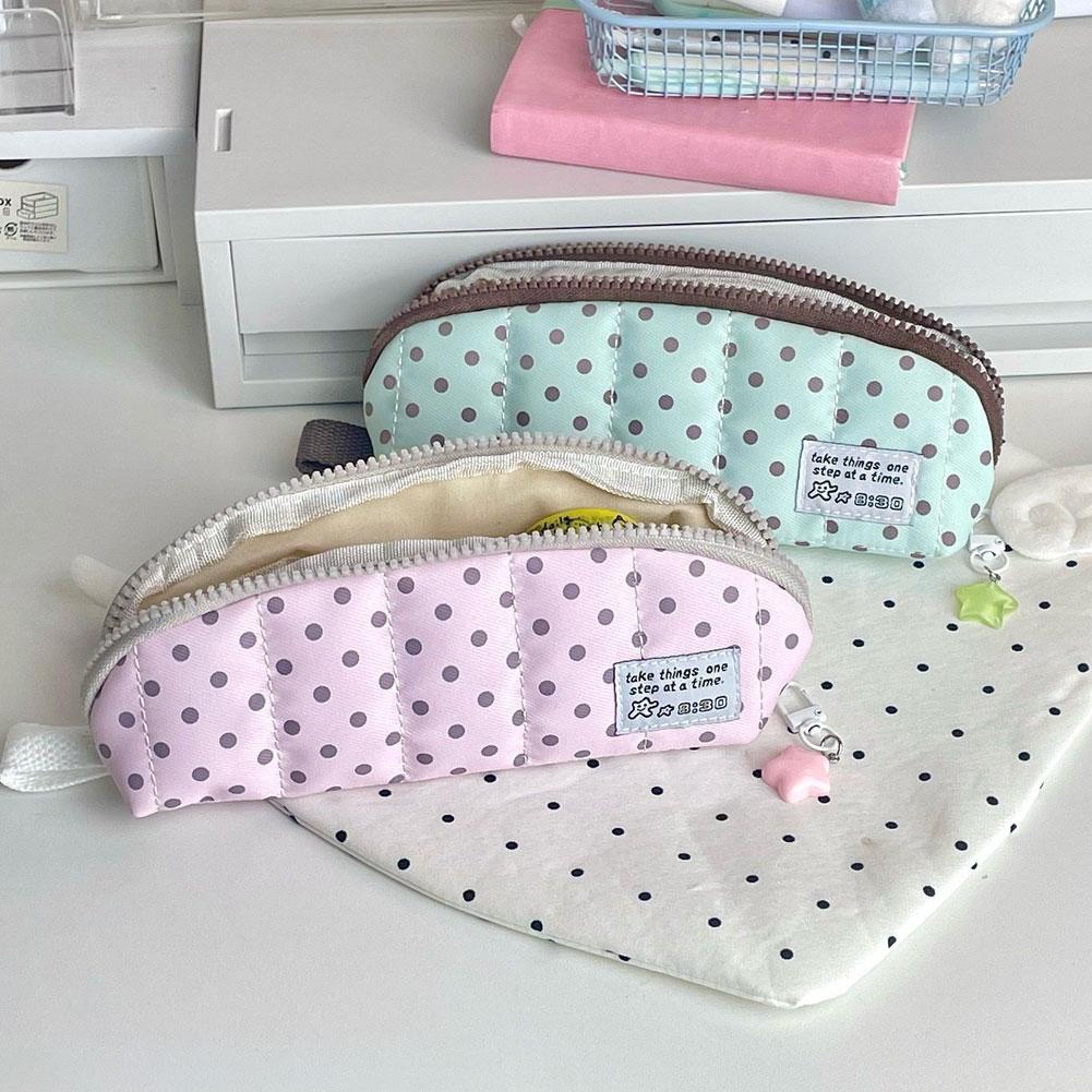 حقيبة أقلام رصاص أنيقة بنقاط ا - مراجعة Aesthetic Large Pencil Case Pouch وسعره