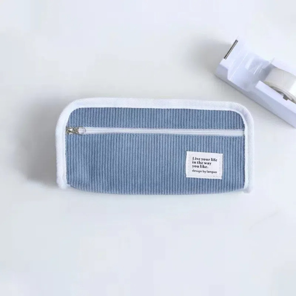 حقيبة قرطاسية وردية زرقاء رماد - مراجعة Aesthetic Large Pencil Case Pouch وسعره
