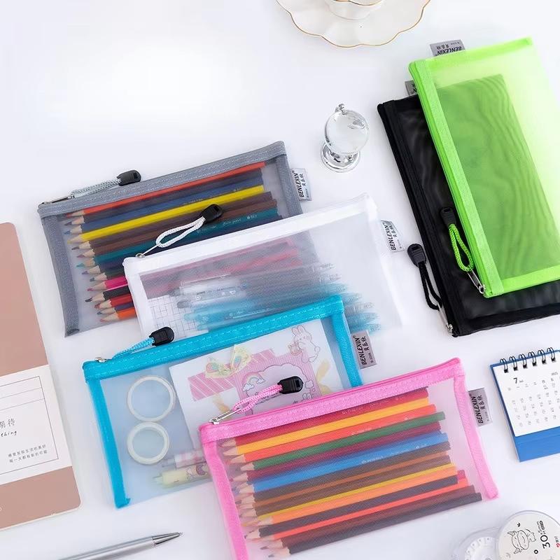 حقيبة أقلام شبكية شفافة جديدة  - مراجعة Clear Mesh Pencil Pouch For Exam وسعره