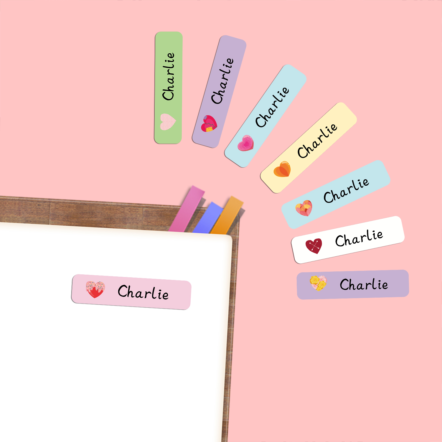 شخصية شكل قلب اسم العلامات ملص - مراجعة School Supplies وسعره