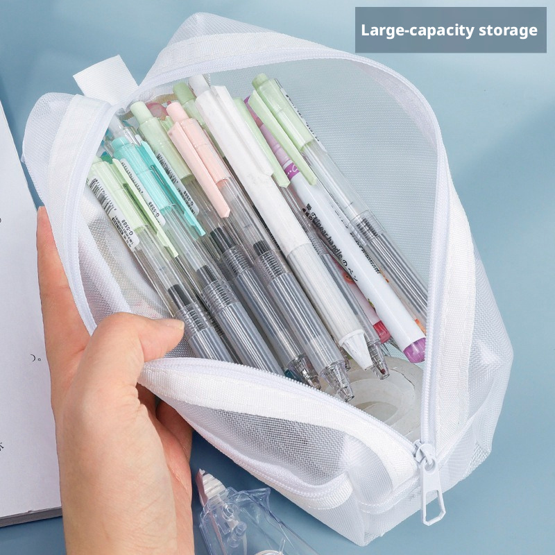 حقيبة أقلام شبكية شفافة مزدوجة - مراجعة Clear Mesh Pencil Pouch For Exam وسعره