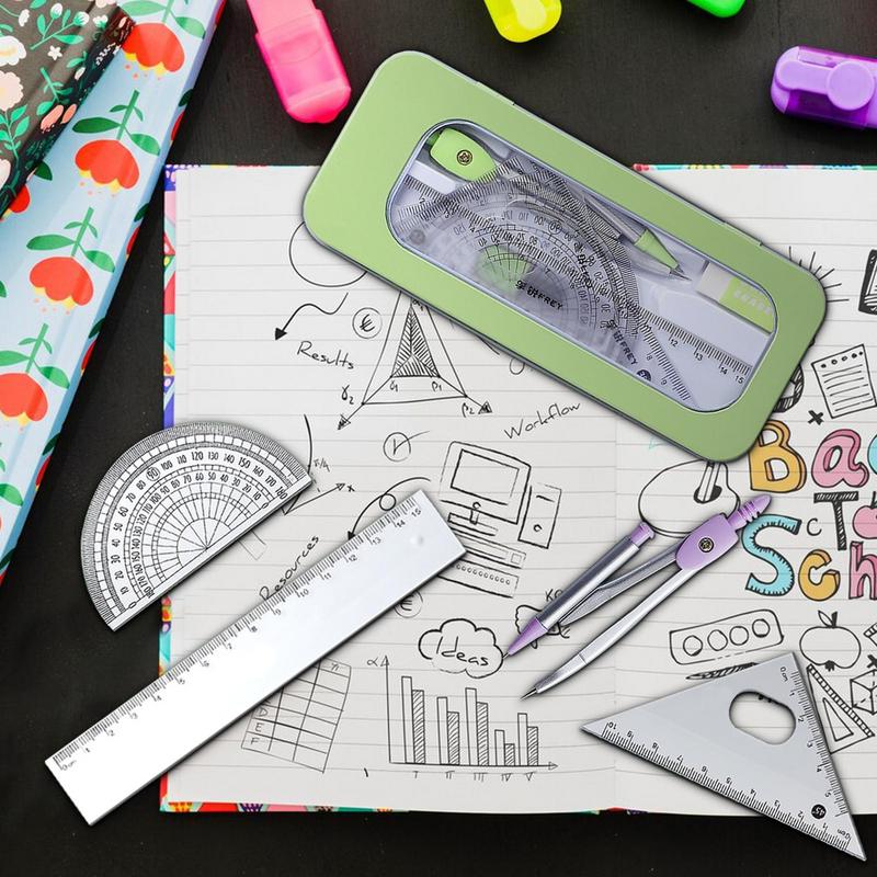 مجموعة المنقلة والبوصلة مجموعة - مراجعة Math Geometry Set With Compass وسعره