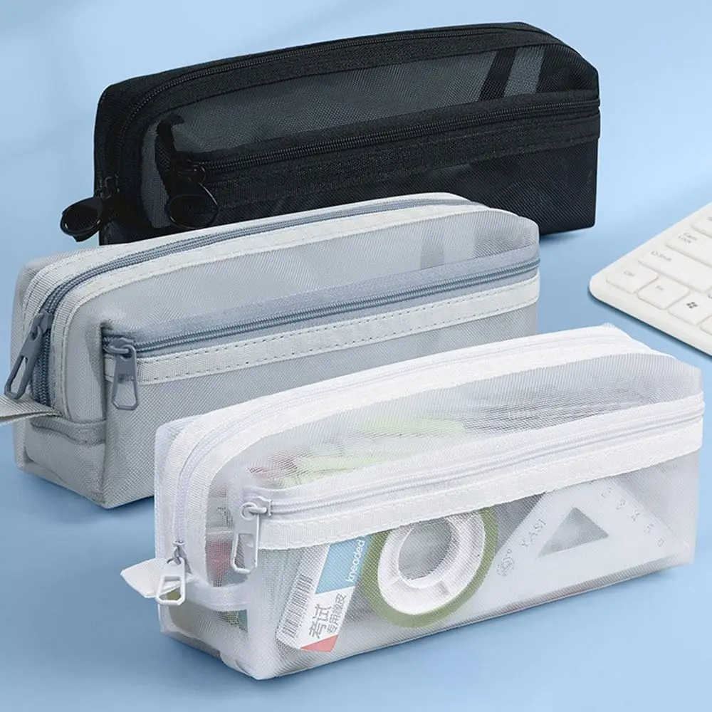 منظم أقلام شبكي مزدوج الطبقات  - مراجعة Clear Mesh Pencil Pouch For Exam وسعره