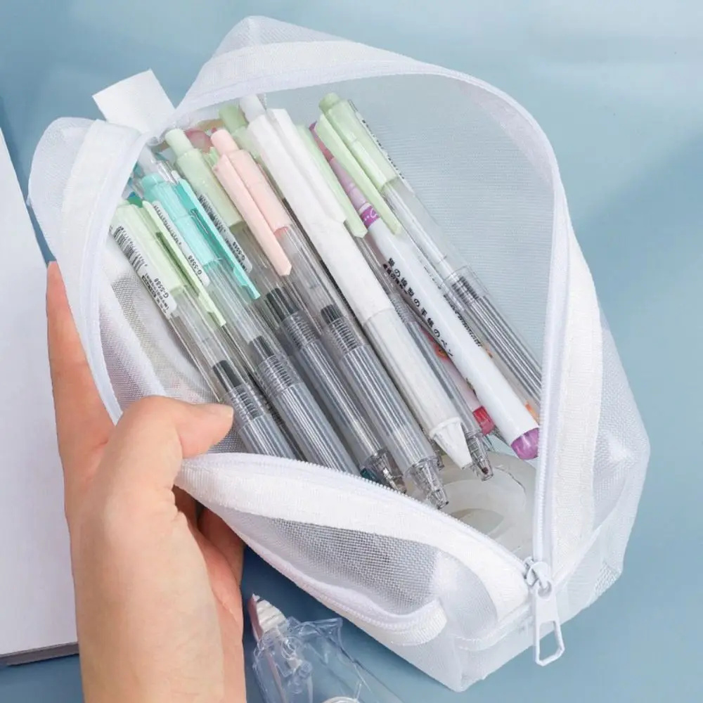 منظم أقلام شبكي مزدوج الطبقات  - مراجعة Clear Mesh Pencil Pouch For Exam وسعره