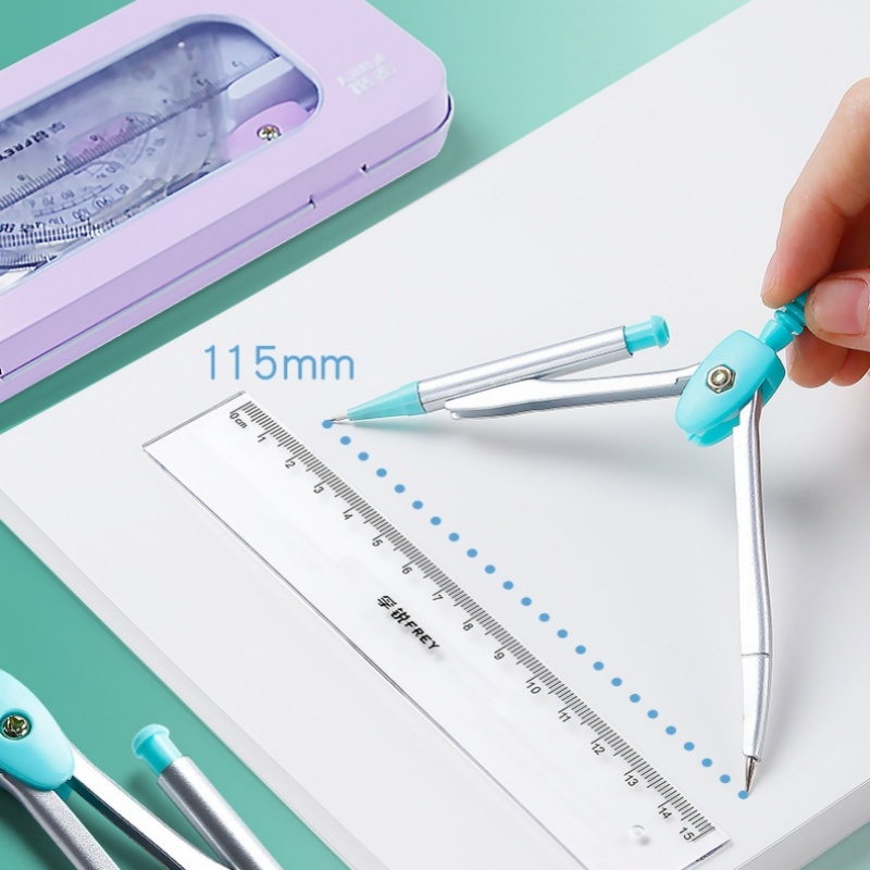 مجموعة مساطر رياضية مكونة من 7 - مراجعة Math Geometry Set With Compass وسعره