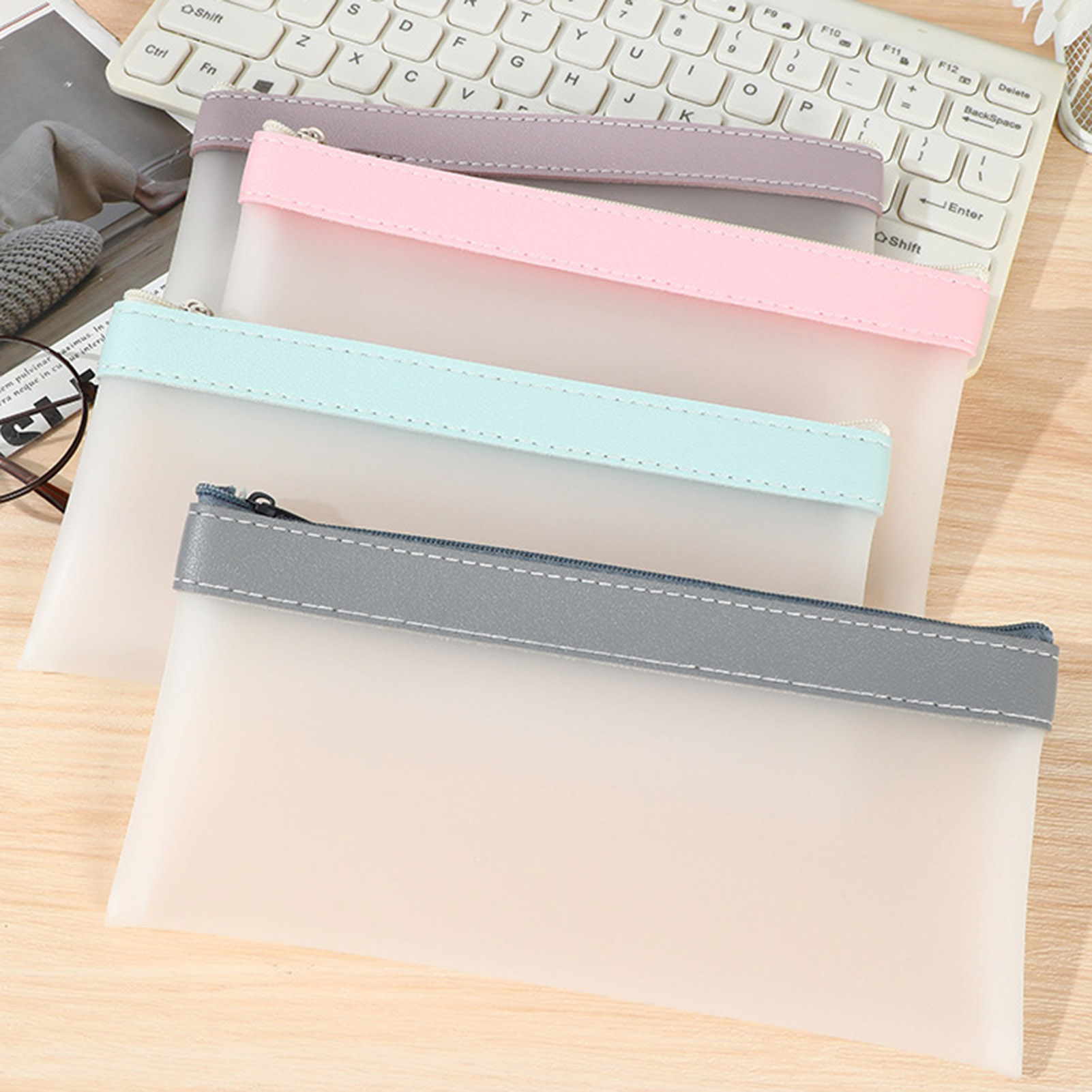حافظة أقلام رصاص شفافة غير شفا - مراجعة Aesthetic Large Pencil Case Pouch وسعره