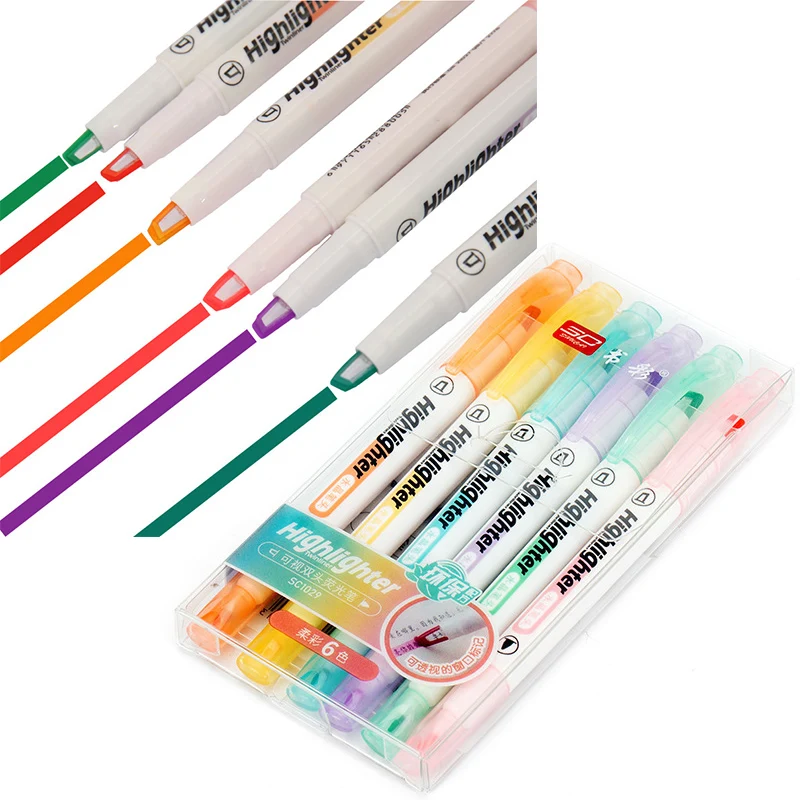6 ألوان/مجموعة قلم تحديد فريد  - مراجعة Pastel Highlighter Set Double Ended وسعره