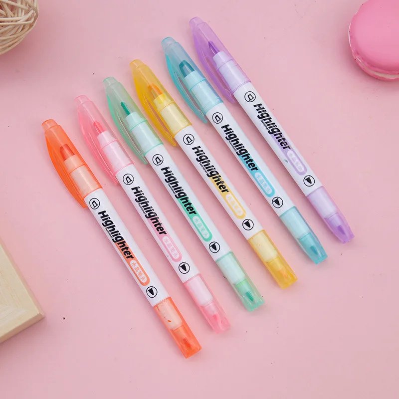 6 ألوان/مجموعة قلم تحديد فريد  - مراجعة Pastel Highlighter Set Double Ended وسعره