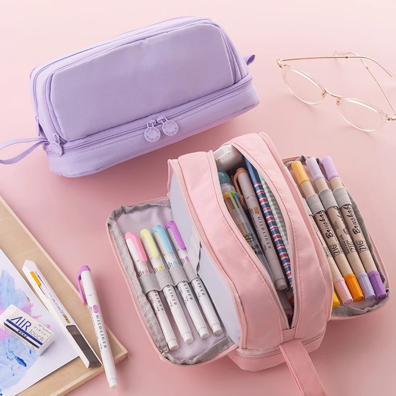 حقيبة أقلام كبيرة السعة بأربعة - مراجعة Aesthetic Large Pencil Case Pouch وسعره